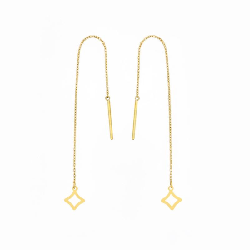 گوشواره زنانه طلا ۱۸ عیار گوشواره بخیه ای کد 505 جواهری اشتری