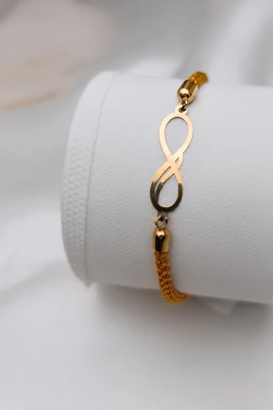 دستبند زنانه طلا ۱۸ عیار دستبند مارشال طرح بی نهایت گالری زربام