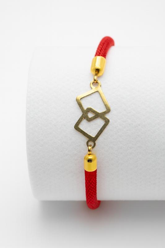 دستبند زنانه طلا ۱۸ عیار دستبند مارشال طرح مربع گالری زربام