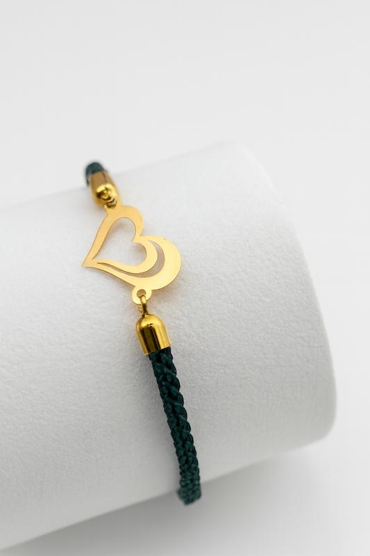 دستبند زنانه طلا ۱۸ عیار دستبند مارشال طرح قلب تو در تو گالری زربام