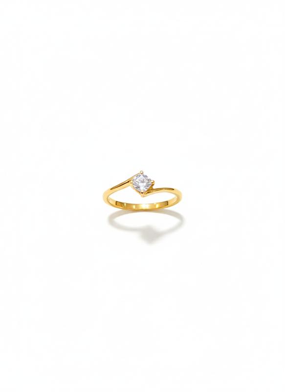 انگشتر زنانه طلا ۱۸ عیار حلقه تک نگین گالری نقشار