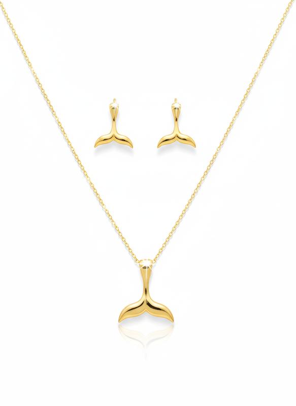 سرویس زنانه طلا ۱۸ عیار دم وال و زنجیر فلامینگو گالری نقشار