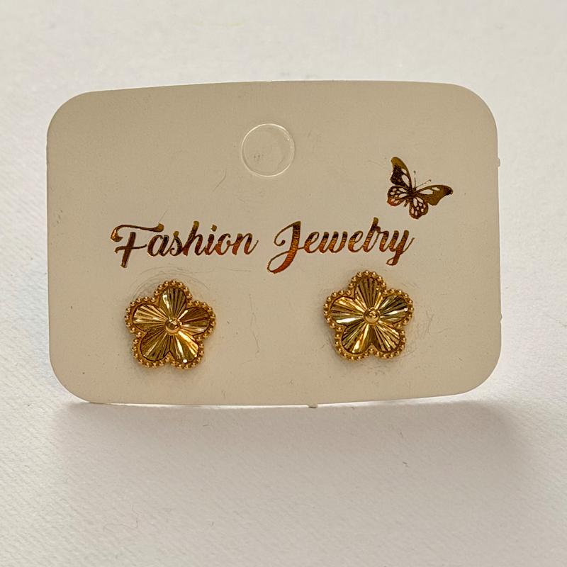 گوشواره زنانه طلا ۱۸ عیار گل نسترن گالری سین سین