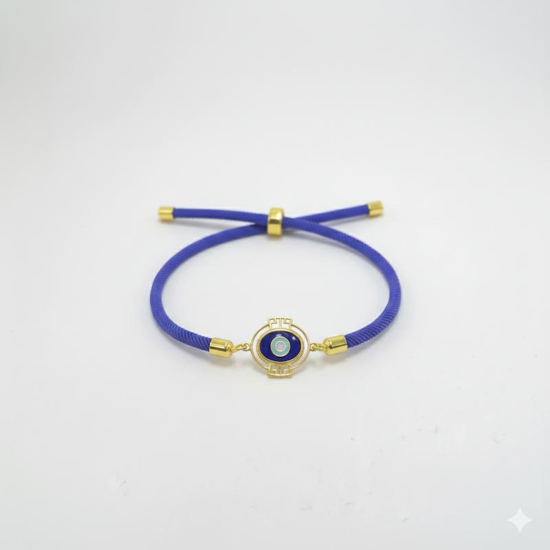 دستبند بچگانه طلا ۱۸ عیار چشم نظر با بند آسانسوری قابل تنظیم گالری شمش طلا