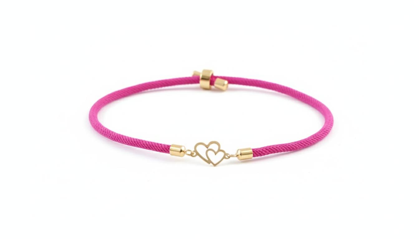 دستبند زنانه طلا ۱۸ عیار دو قلب گالری شمش طلا