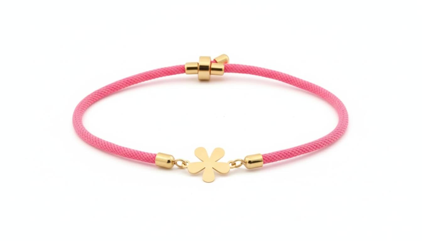 دستبند زنانه طلا ۱۸ عیار گل دریا با بند آسانسوری قابل تنظیم گالری شمش طلا