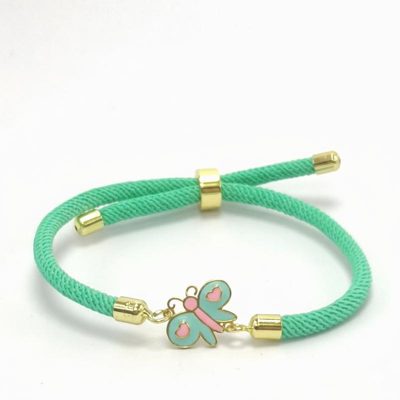 دستبند بچگانه طلا ۱۸ عیار پروانه میناکاری با بند آسانسوری قابل تنظیم گالری شمش طلا