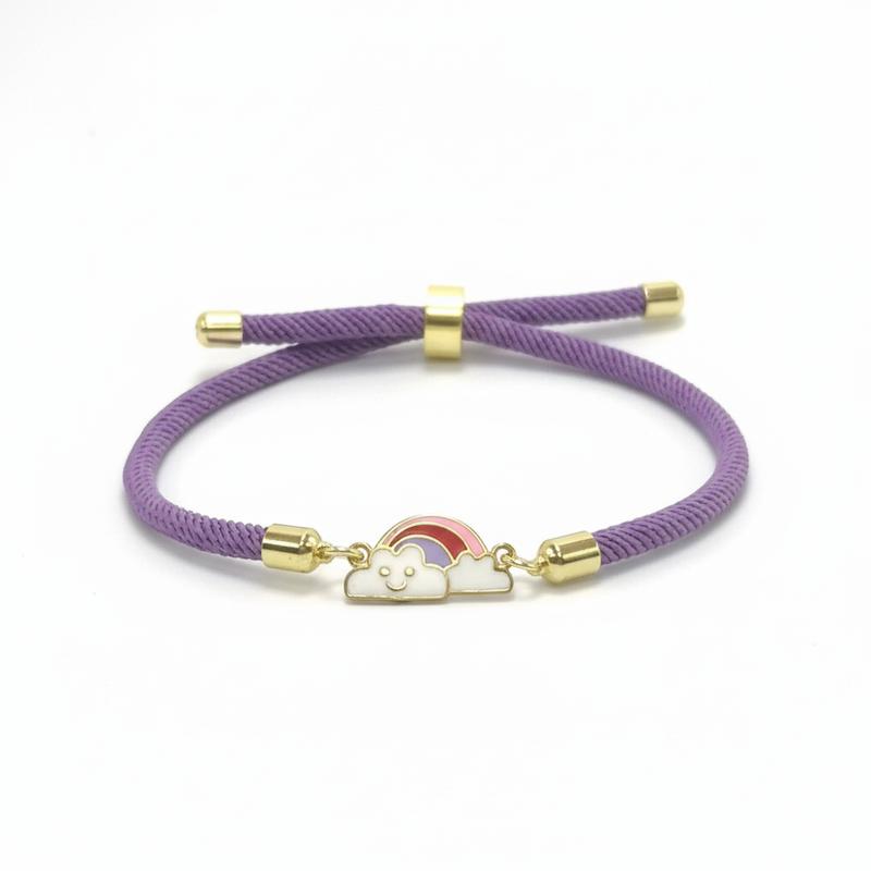 دستبند بچگانه طلا ۱۸ عیار ابر میناکاری دخترانه با بند آسانسوری قابل تنظیم گالری شمش طلا