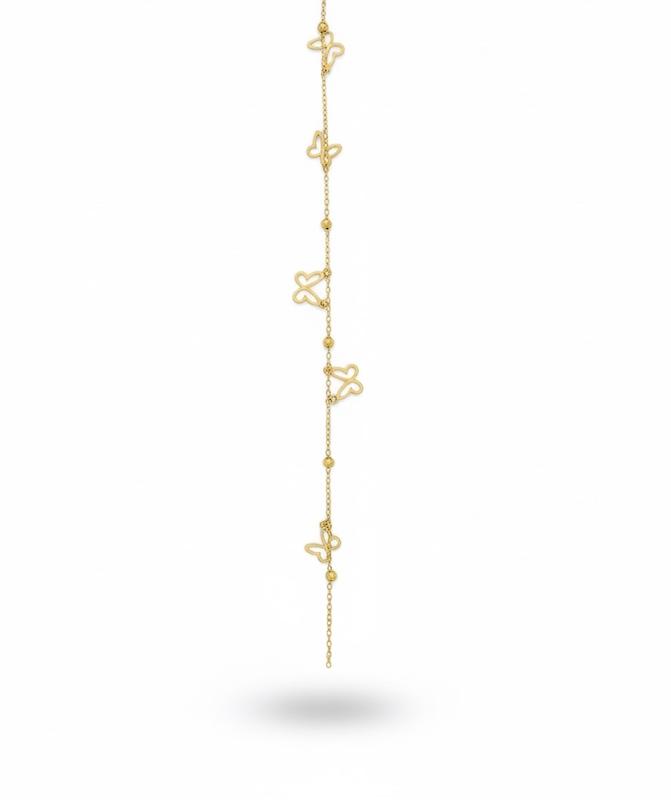 دستبند زنانه طلا ۱۸ عیار پروانه خالی گالری حاج رضا ذراتی