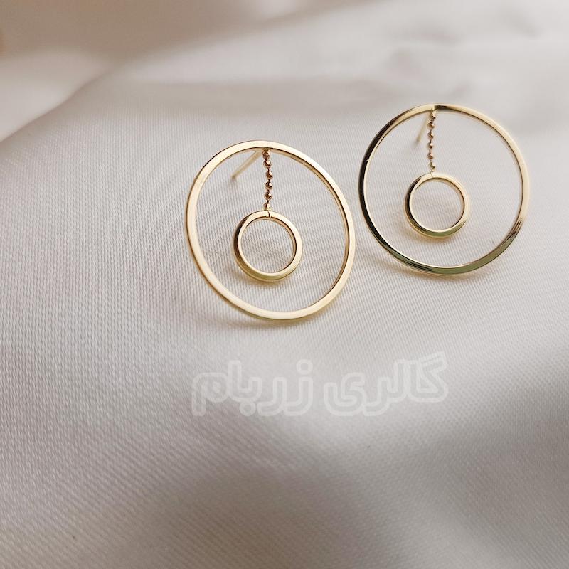 گوشواره زنانه طلا ۱۸ عیار میخی دو حلقه گالری زربام