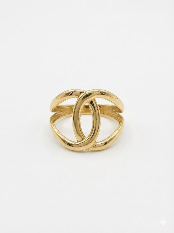 انگشتر زنانه طلا ۱۸ عیار انگشتر ۲ لاین حلقه در هم ۸طلایی