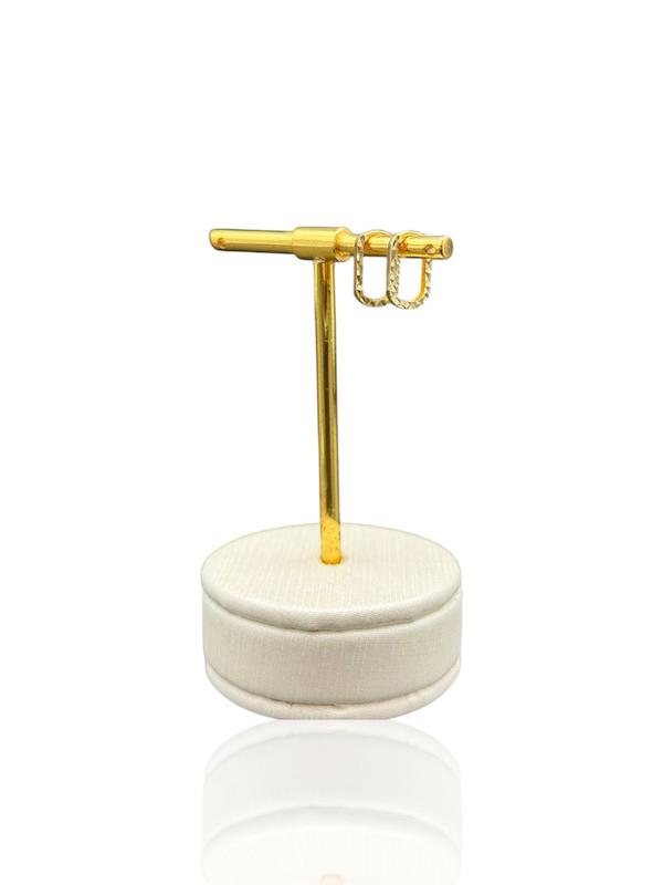 گوشواره زنانه طلا ۱۸ عیار گوشواره حلقه ای مدل تراش طول 1 سانت و عرض 0.5 گالری زهیری