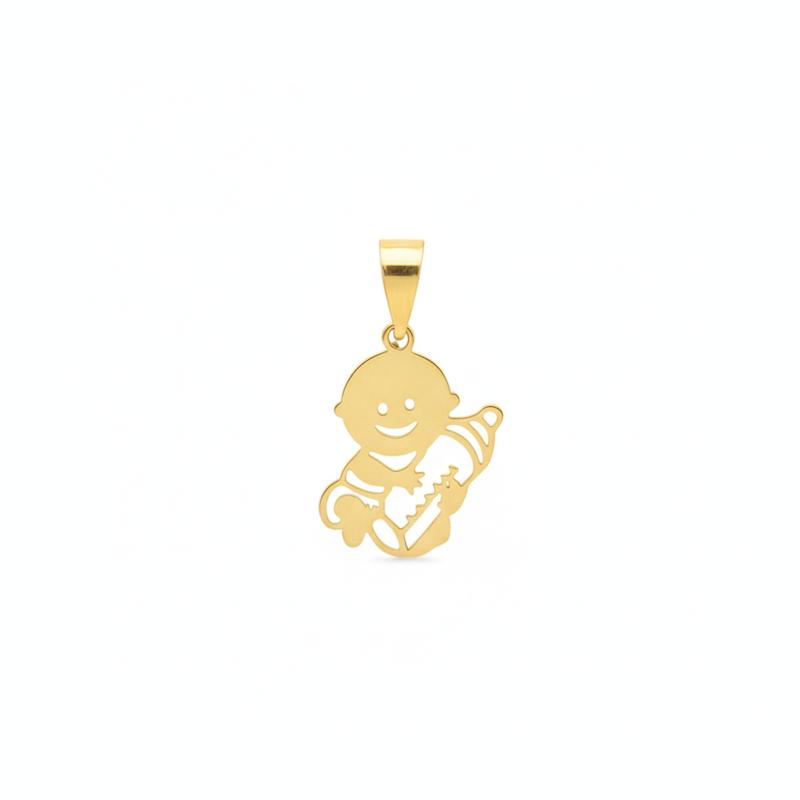 آویز بچگانه طلا ۱۸ عیار نوزاد با  شیشه شیر گالری شمش طلا