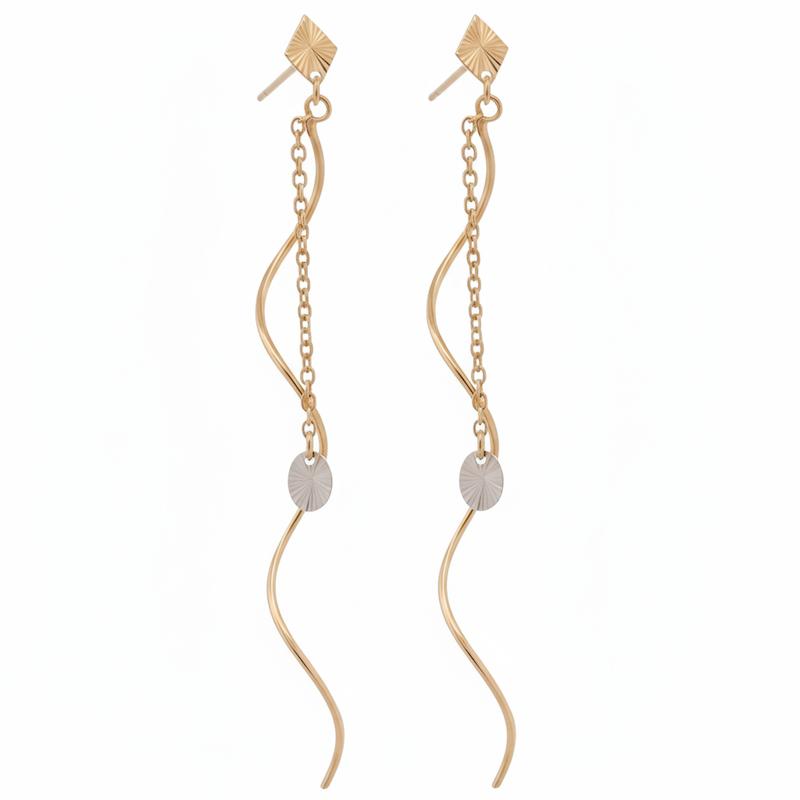 گوشواره زنانه طلا ۱۸ عیار پیچک لوزی و بیضی گالری طلای شریف