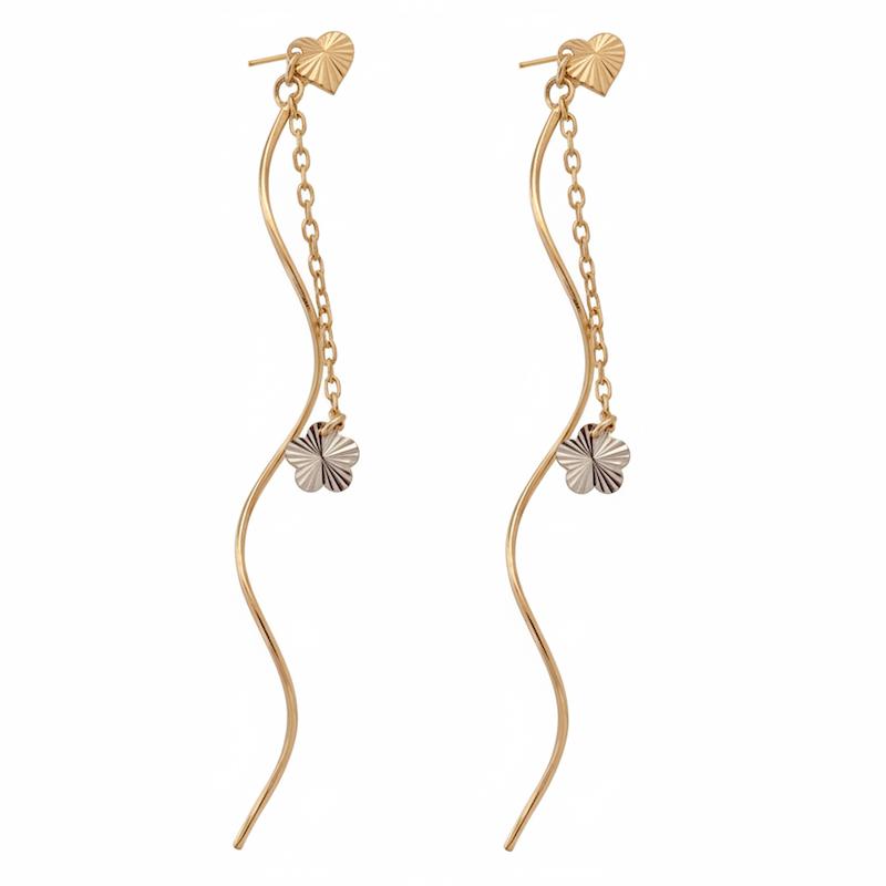 گوشواره زنانه طلا ۱۸ عیار پیچک قلب و گل گالری طلای شریف