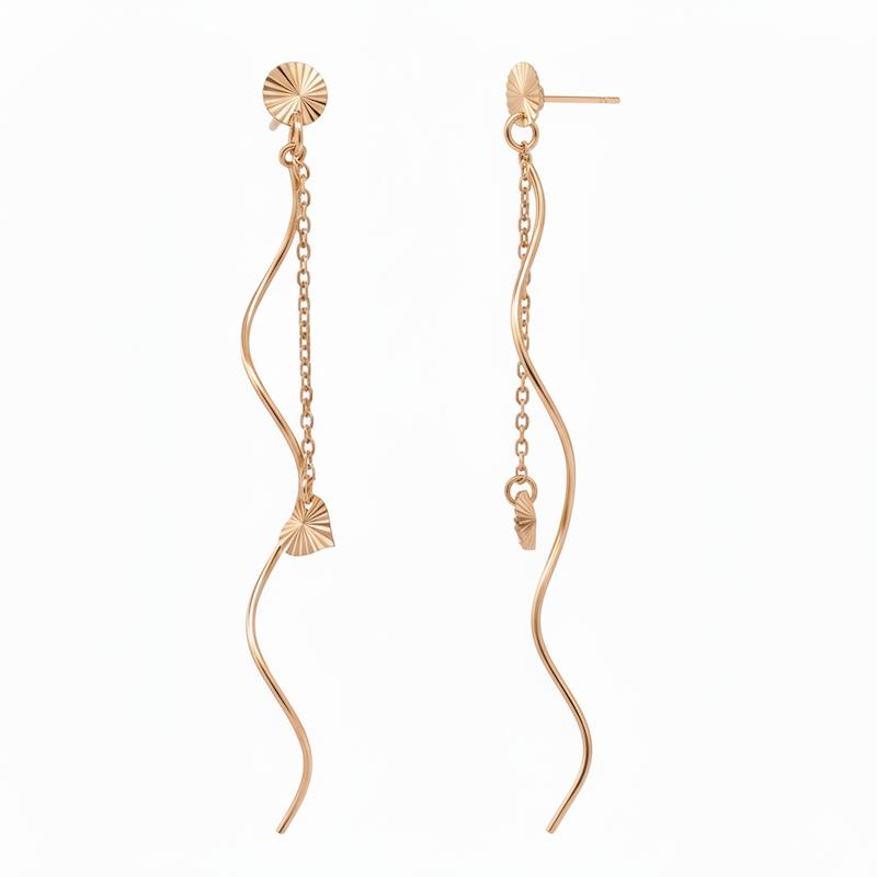 گوشواره زنانه طلا ۱۸ عیار پیچک دایره و قلب گالری طلای شریف