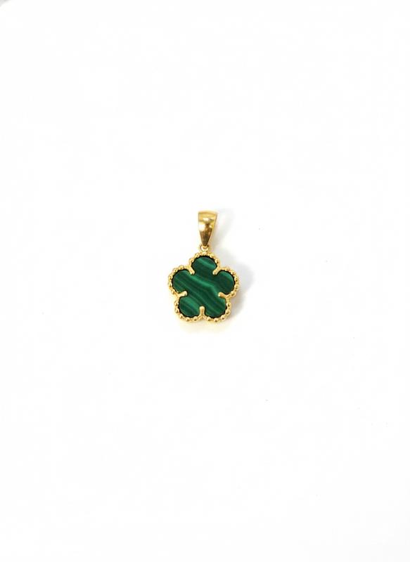 آویز زنانه طلا ۱۸ عیار ونکلیف سبز تیما گلد گالری