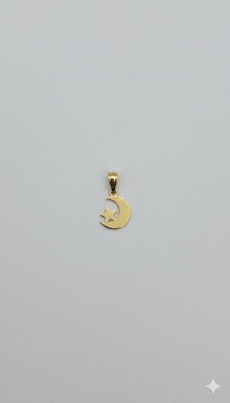 آویز زنانه طلا ۱۸ عیار پلاک ماه و ستاره گالری ماه سـا