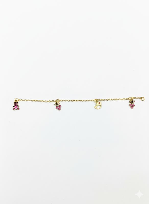 دستبند بچگانه طلا ۱۸ عیار دستبند آویز دار نی نی طلا