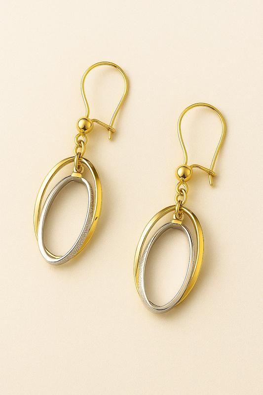 گوشواره طلا ۱۸ عیار گوشواره دو‌حلقه گالری بابل طلا