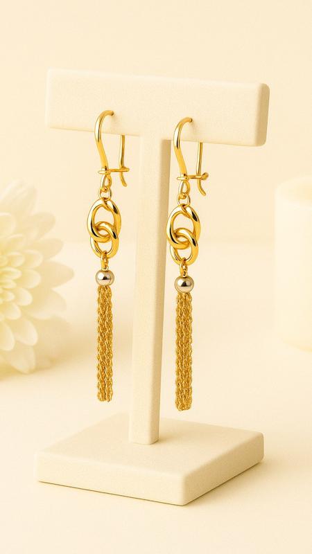 گوشواره طلا ۱۸ عیار گوشواره زنجیر آویز گالری بابل طلا