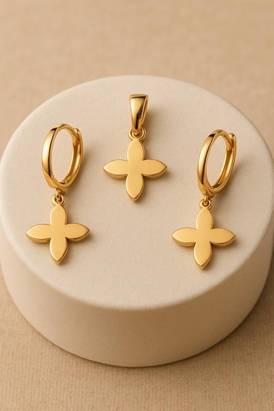 نیم ست طلا ۱۸ عیار نیم ست چهارپر گالری بابل طلا