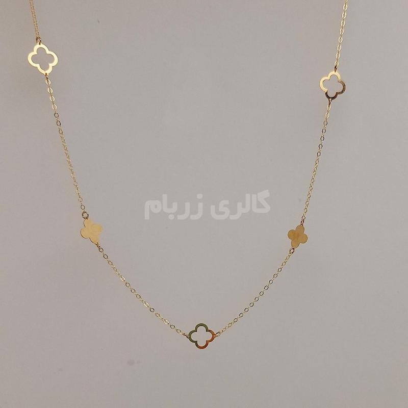 گردنبند زنانه طلا ۱۸ عیار گردنبند ونکلیف توخالی گالری زربام