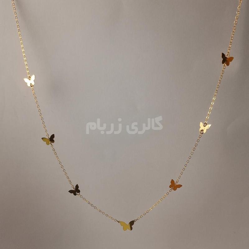 گردنبند زنانه طلا ۱۸ عیار گردنبند طرح وروانه گالری زربام