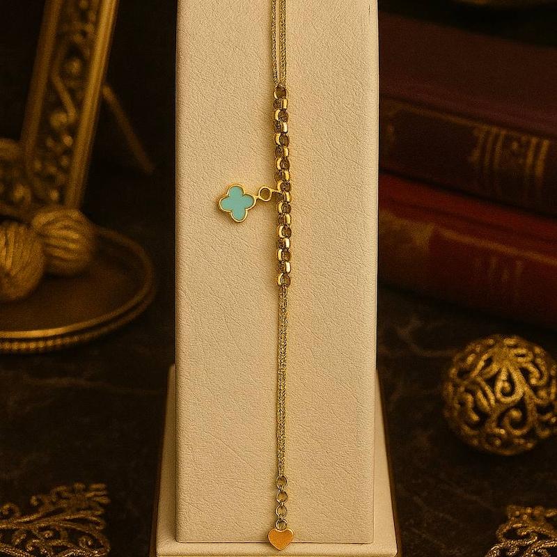 دستبند طلا ۱۸ عیار دستبند فیروزه ای گالری بابل طلا