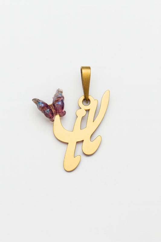 آویز زنانه طلا ۱۸ عیار مامان پروانه صورتی گالری زربام