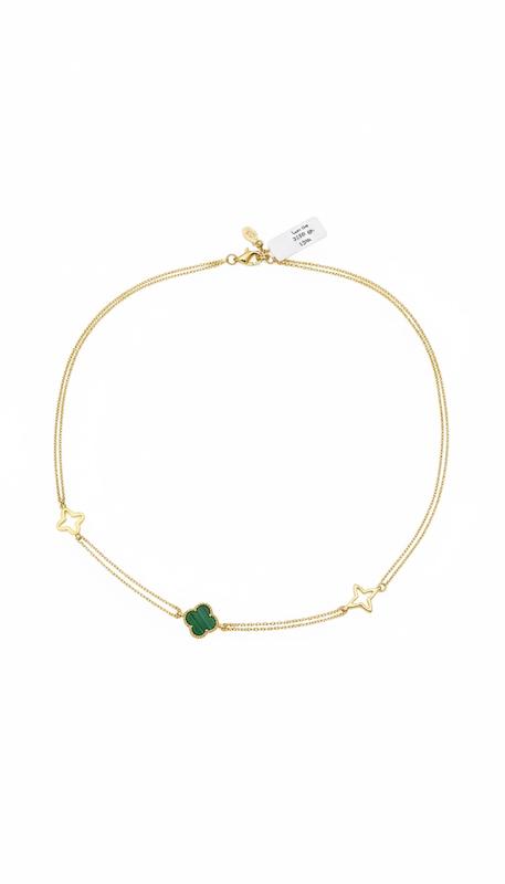 گردنبند زنانه طلا ۱۸ عیار گردنبند زیبای طرح ونکلیف سبز گالری ماه سـا