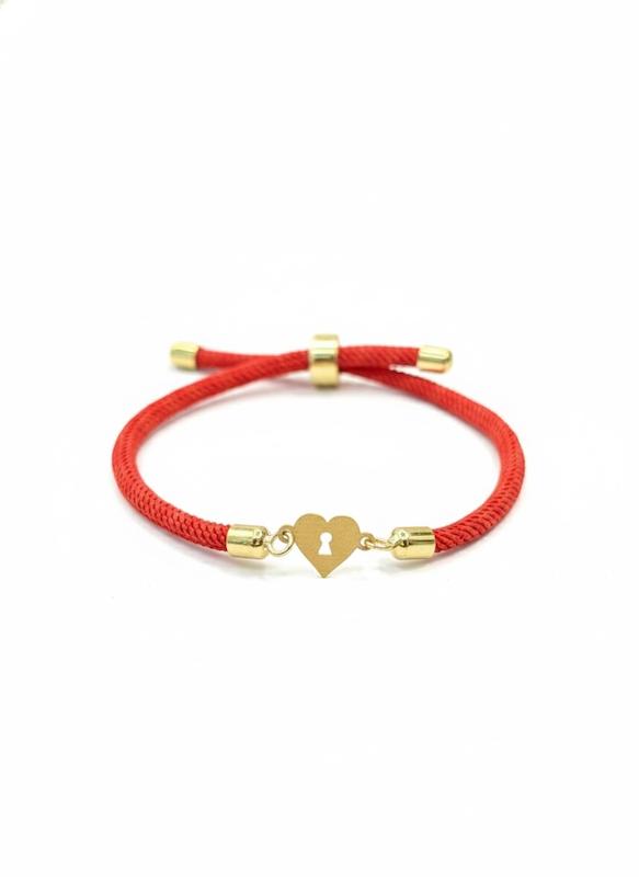 دستبند طلا ۱۸ عیار دستبندی مدل قفل قلب گالری پیرو