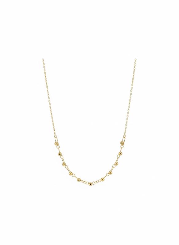 گردنبند زنانه طلا ۱۸ عیار گردنبند مینیمال هرمس و گوی زنجیر سایز کننده داره ۸طلایی