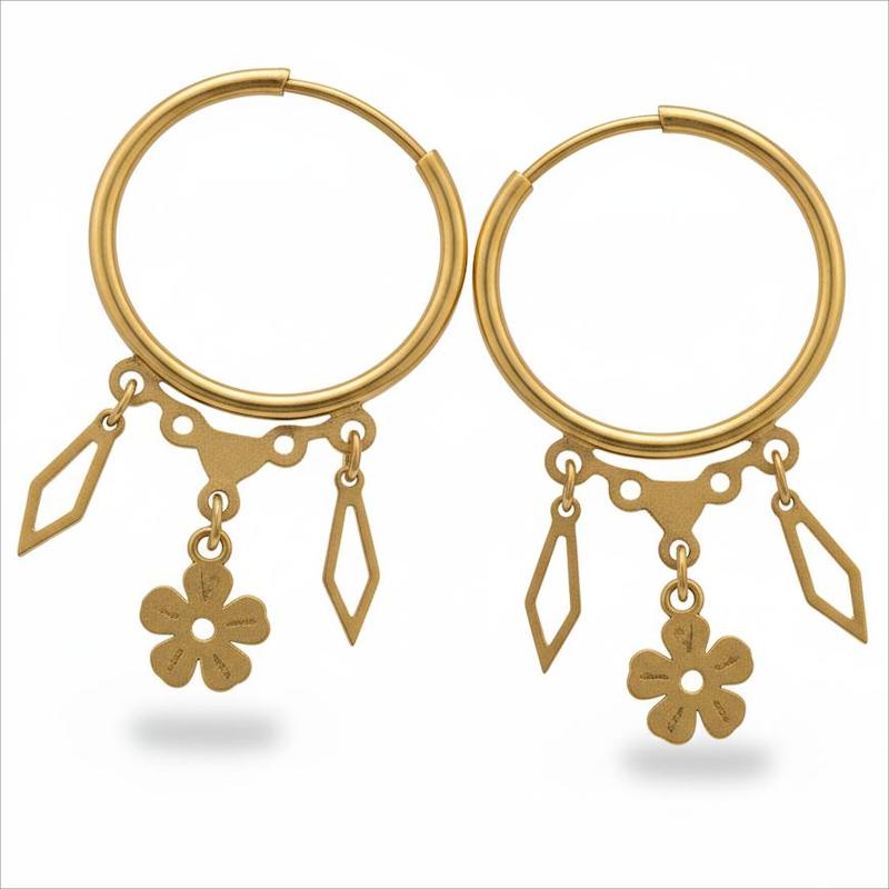 گوشواره طلا ۱۸ عیار حلقه پیکسلی گالری بابل طلا