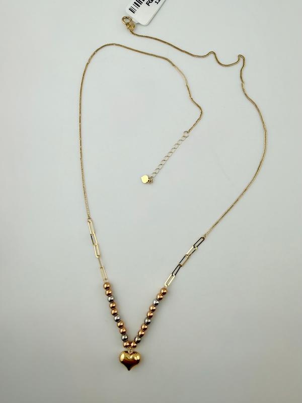 گردنبند زنانه طلا ۱۸ عیار گردنی قلب سه بعدی و گوی اف گالری
