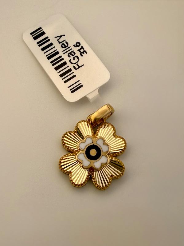 آویز زنانه طلا ۱۸ عیار آویز چشم نظر طرح گل اف گالری