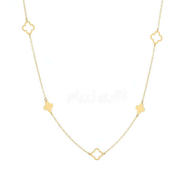 گردنبند زنانه طلا ۱۸ عیار گردنبند ونکلیف توخالی گالری زربام