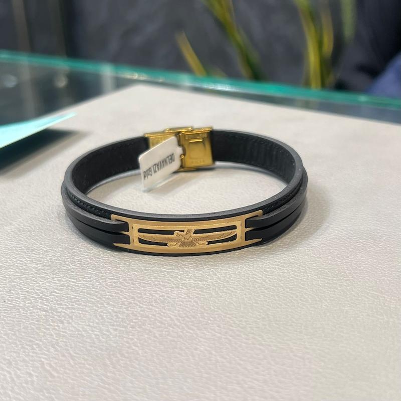 دستبند زنانه طلا ۱۸ عیار دستبند چرمی فروهر گالری زرنوش