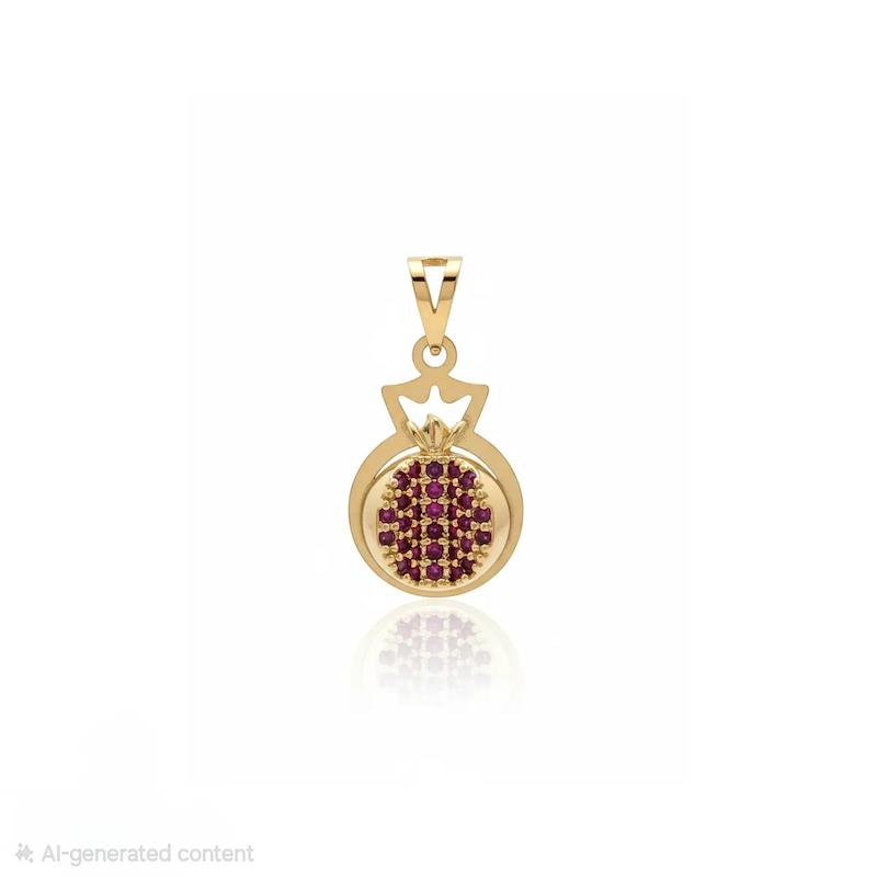 آویز زنانه طلا ۱۸ عیار آویز طلا 18 عیار سوارفسکی طرح انار گالری مینا‌جان