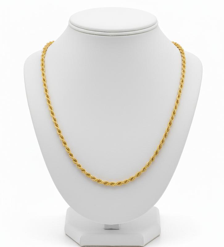 گردنبند زنانه طلا ۱۸ عیار زنجیر طنابی بافت سوپر گالری طلای شریف