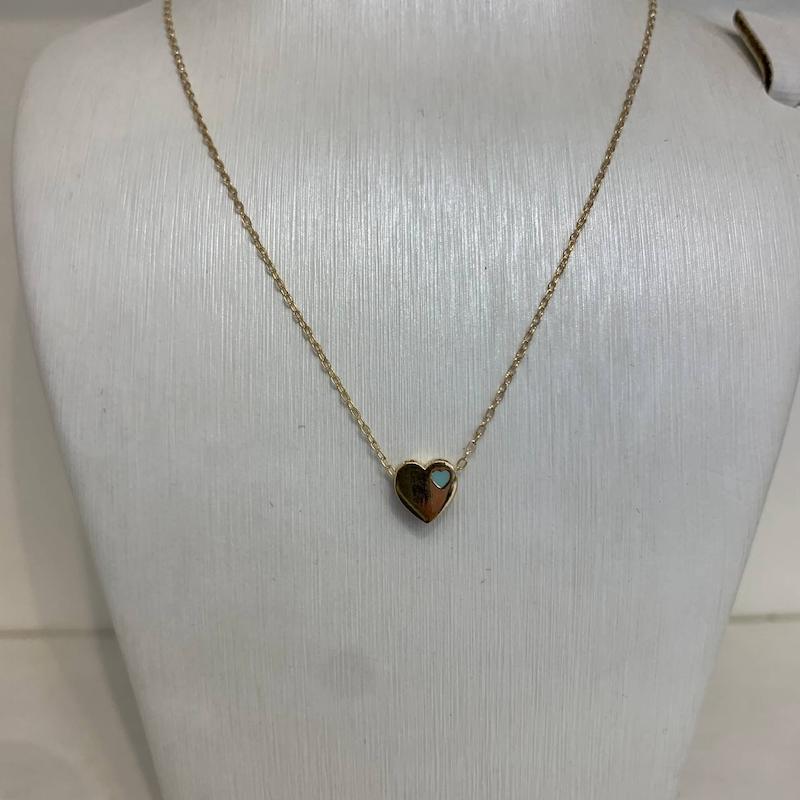 گردنبند طلا ۱۸ عیار قلب سه بعدی گالری جواهری مهربان