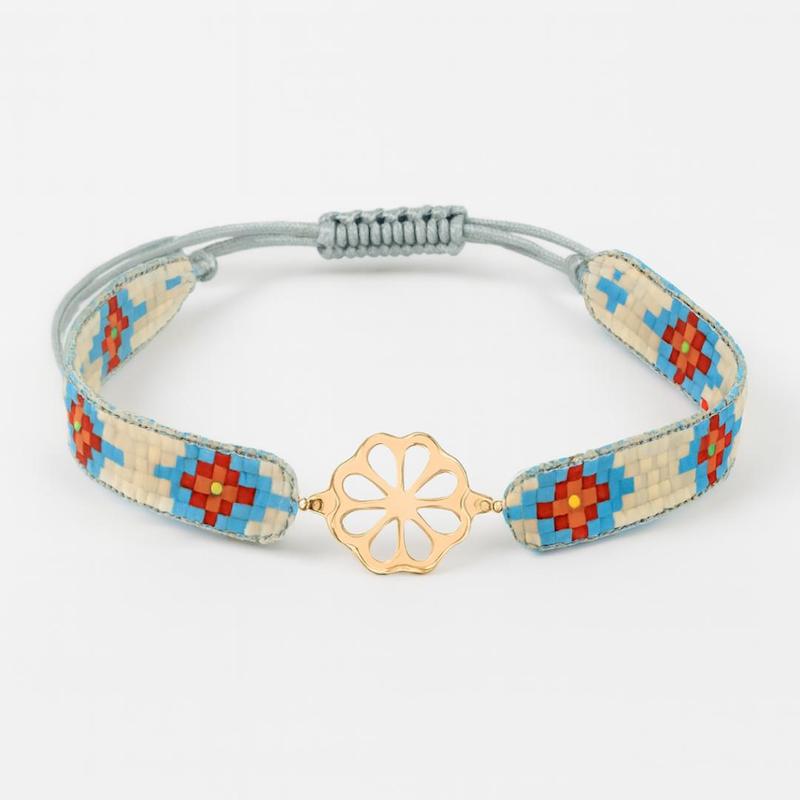 دستبند زنانه طلا ۱۸ عیار میوکی بند آبی گالری زربام