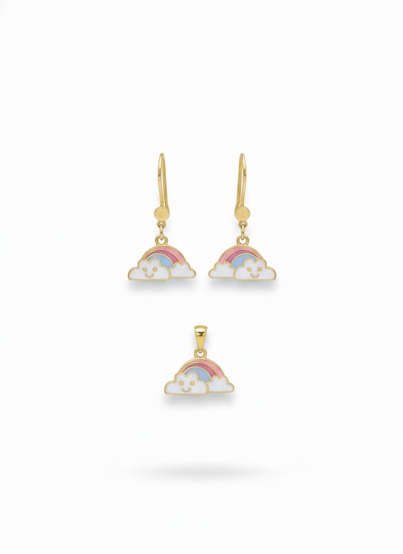 بچگانه نیم ست طلا ۱۸ عیار طرح رنگین کمام نی نی طلا