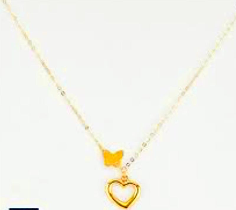 گردنبند طلا ۱۸ عیار گردنبند اماراتی قلب و پروانه گالری نیک گلد