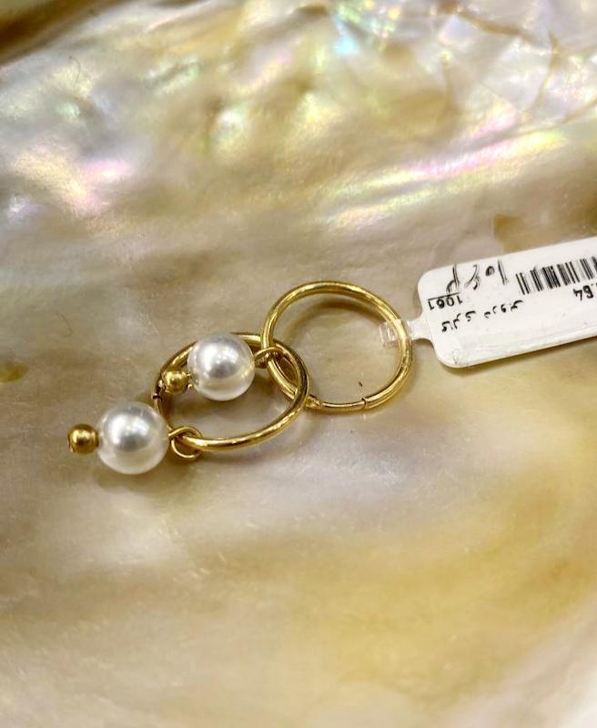 گوشواره زنانه طلا ۱۸ عیار حلقه ی مروارید درین