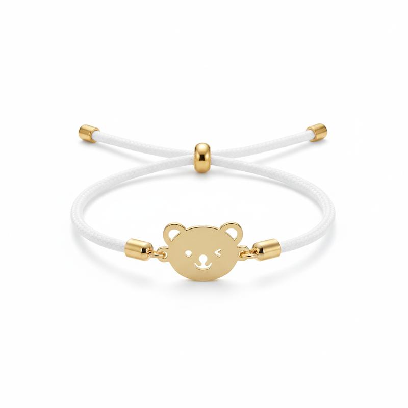 دستبند بچگانه طلا ۱۸ عیار خرس  با بند مارشال قابل تنظیم گالری شمش طلا