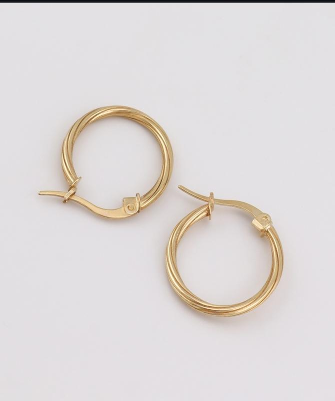 گوشواره زنانه طلا ۱۸ عیار گوشواره حلقه خامه ای گالری کاژه گلد