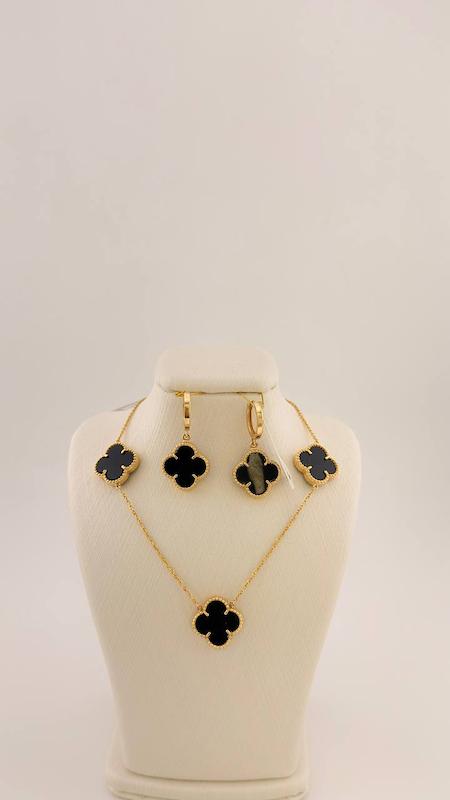 زنانه نیم ست طلا ۱۸ عیار نیم ست ونکلیف مشکی گالری ماه سـا