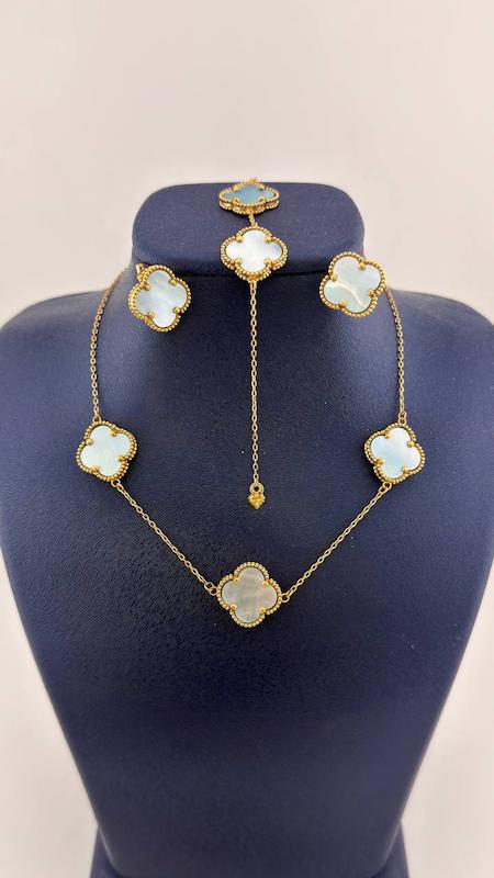 سرویس زنانه طلا ۱۸ عیار سرویس ونکلیف آبی گالری ماه سـا