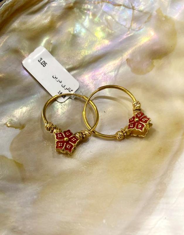 گوشواره زنانه طلا ۱۸ عیار گوشواره کشمیری درین